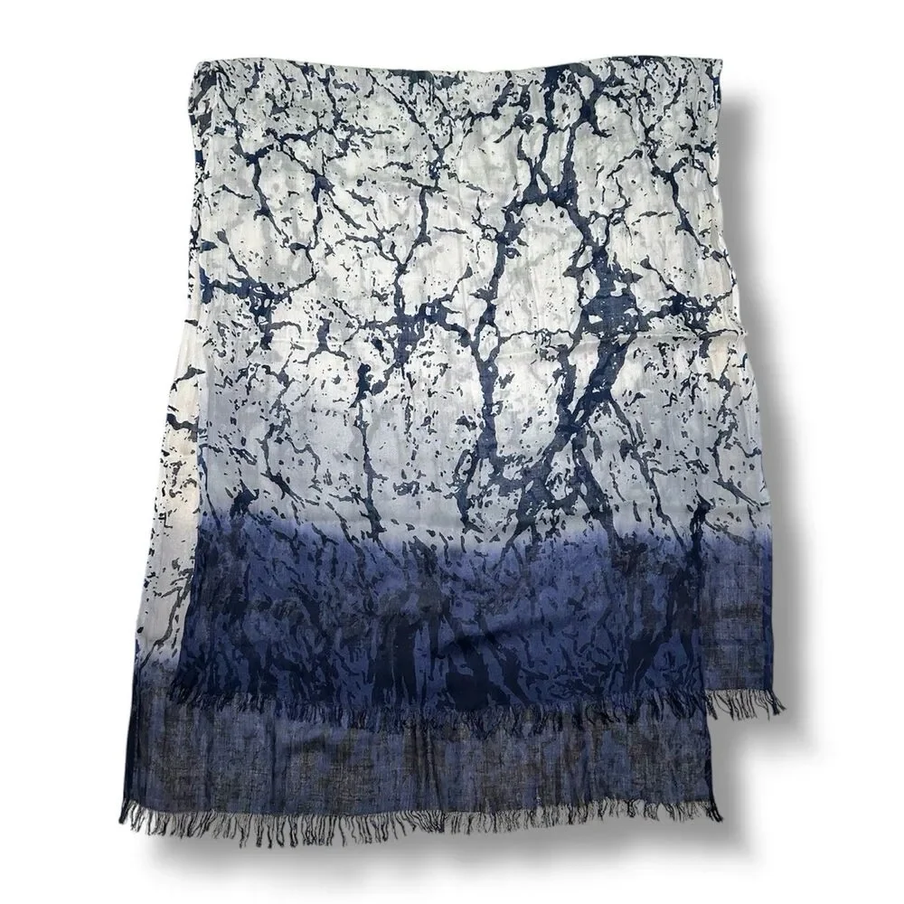 Blue & White Rectangular Scarf 70” X 29”